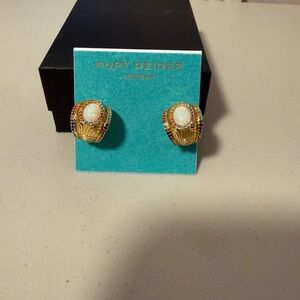 Kurt Geiger Gold-Tone Opal Center Multicolor Crystal Hoop Studs